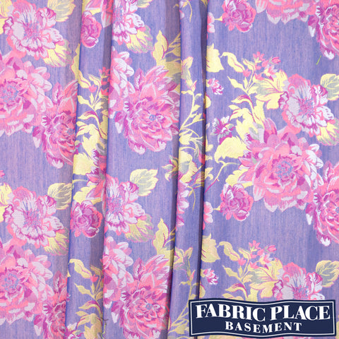 Cotton Jacquard Floral - Pink/Purple