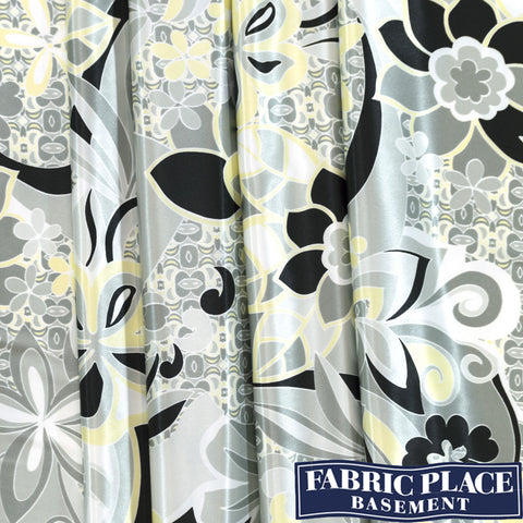 Satin Print Floral- Black and White